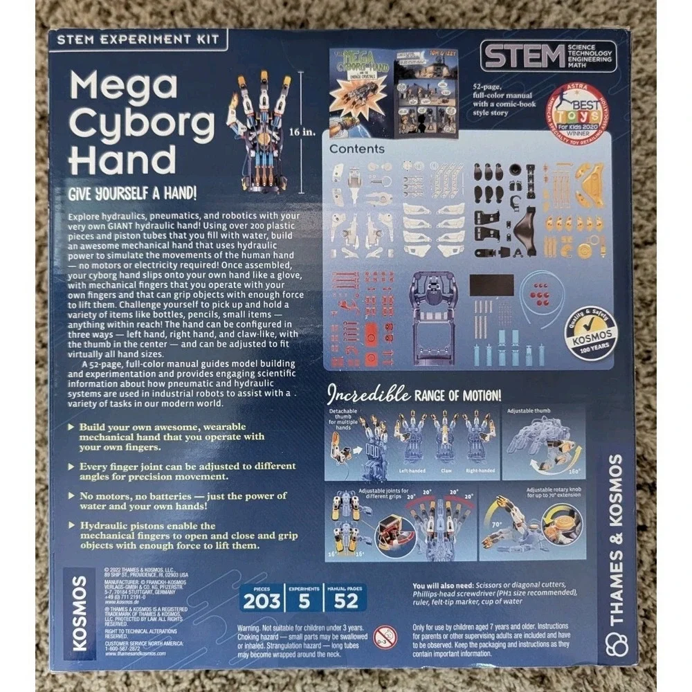 Thames & Kosmos Mega Hydraulic Cyborg Hand STEM Experiment Kit, New Sealed